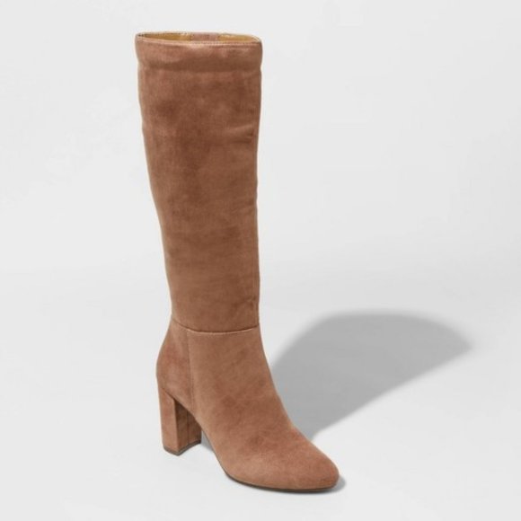 a new day Shoes - Brandee Microsuede Heeled Riding Boots Brown